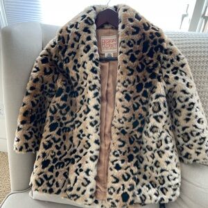 Billabong Designer Corner Leopard Faux Fur 3/4 Sleeve Shall Jacket Size Small